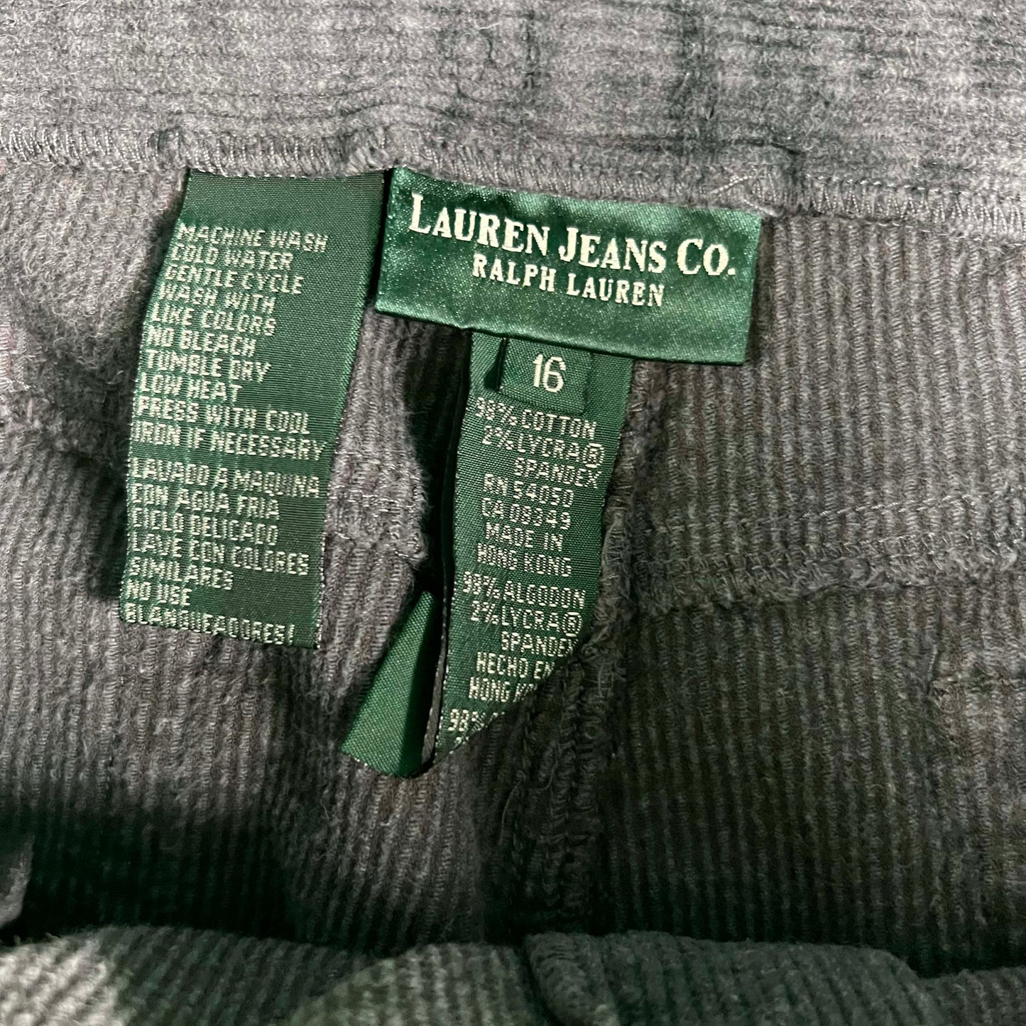 Lauren Jeans Co Ralph Lauren Dark Grey Raw Hem Corduroy Pants- 32x24.5
