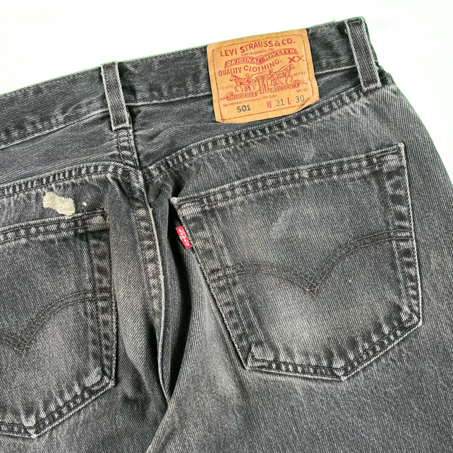 90s Sun Faded Black Levi's 501s- 30x27