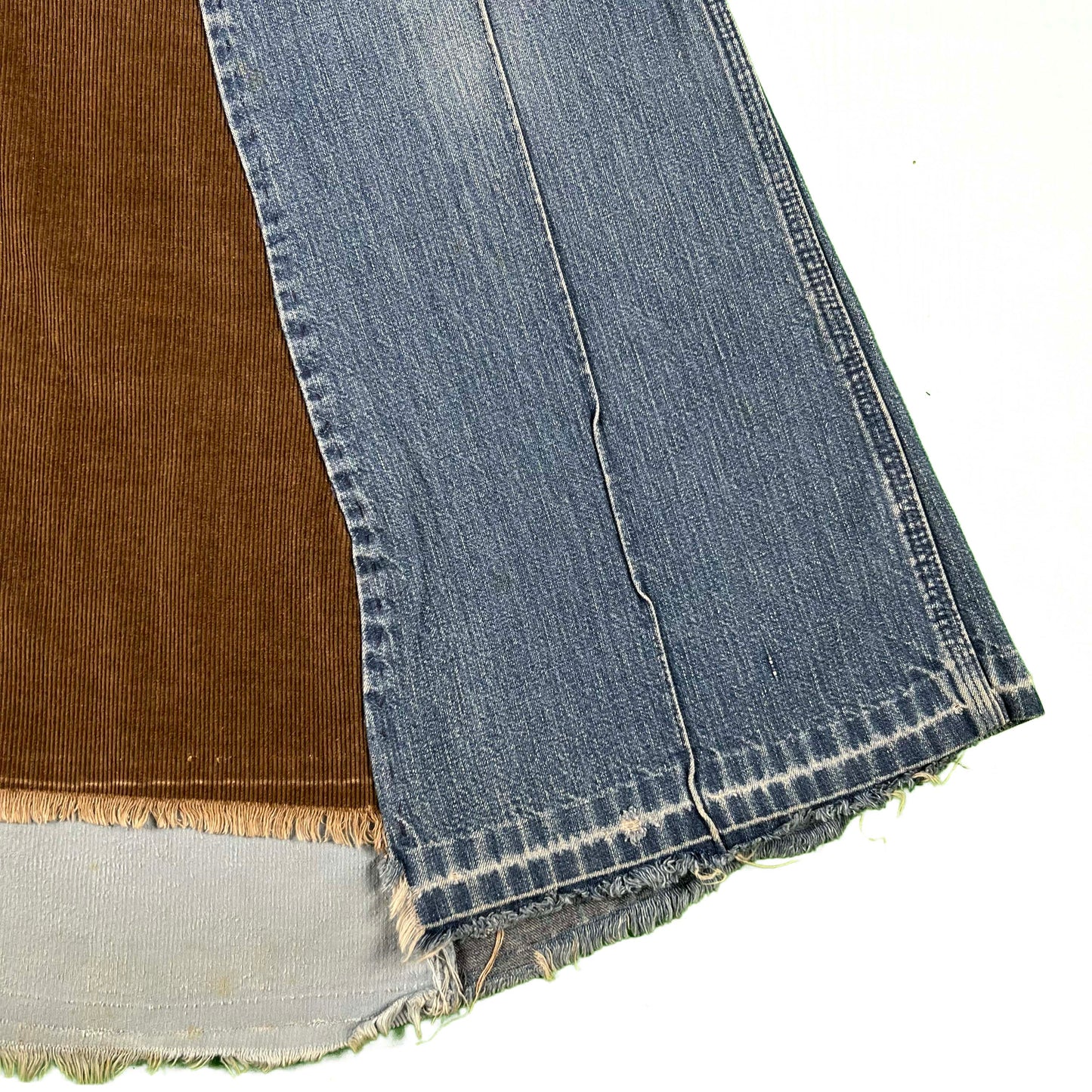 70s Hippie Style Corduroy & Denim Skirt- 26"