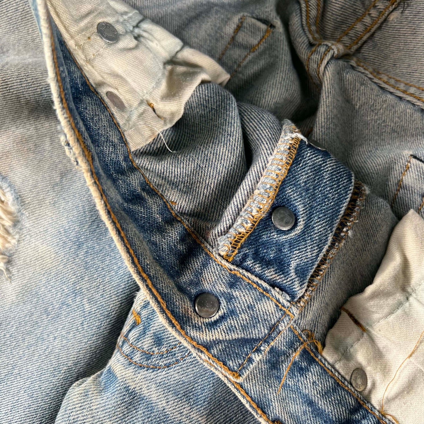 70s Levi's 501 Redline Thrashed & Patched Denim- 34x35
