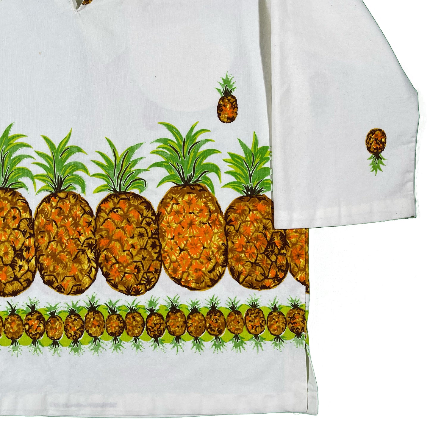 60s Hawaiian Pineapple 3/4 Sleeve Top- M