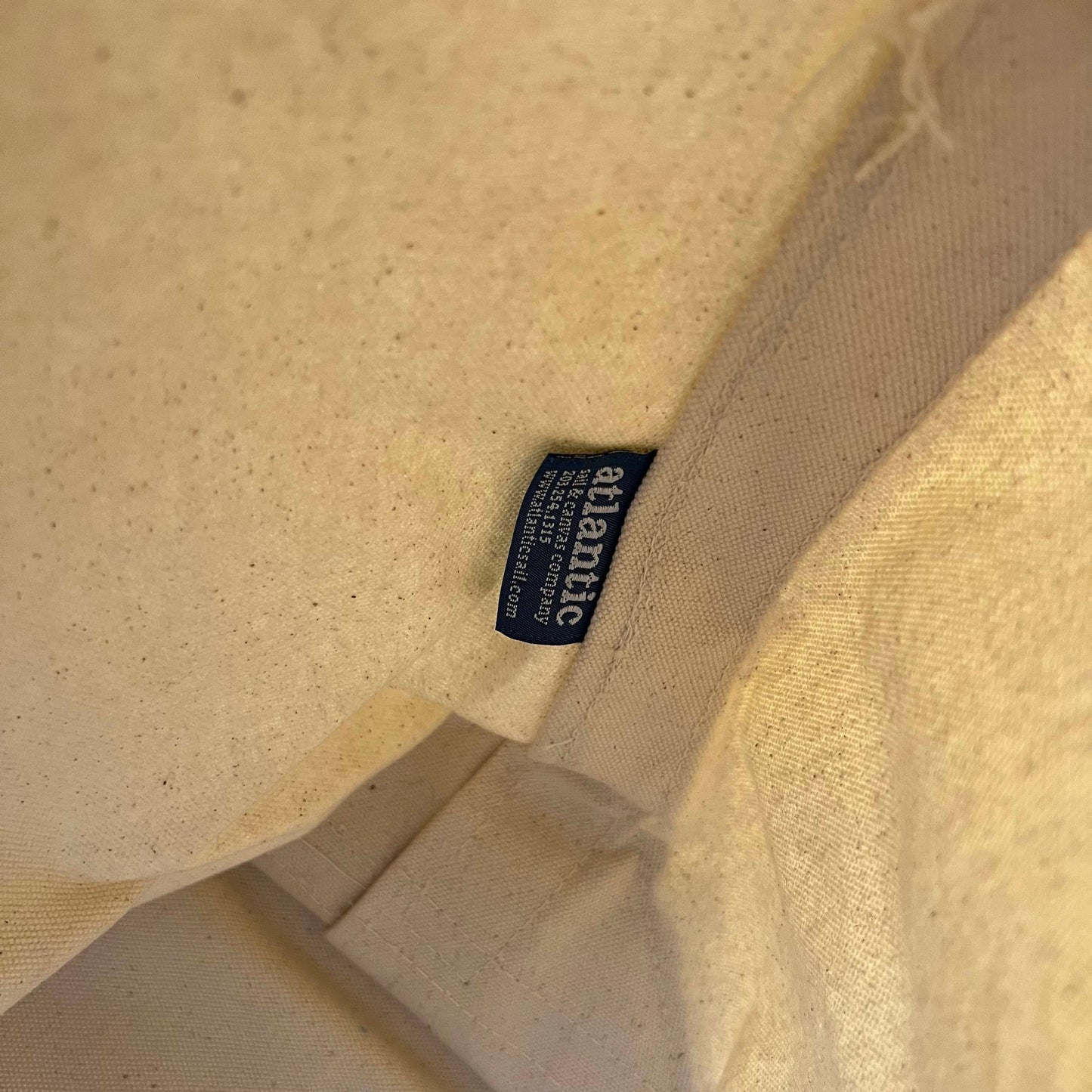 Navy & Cream Canvas Zip Up Tote Bag- L