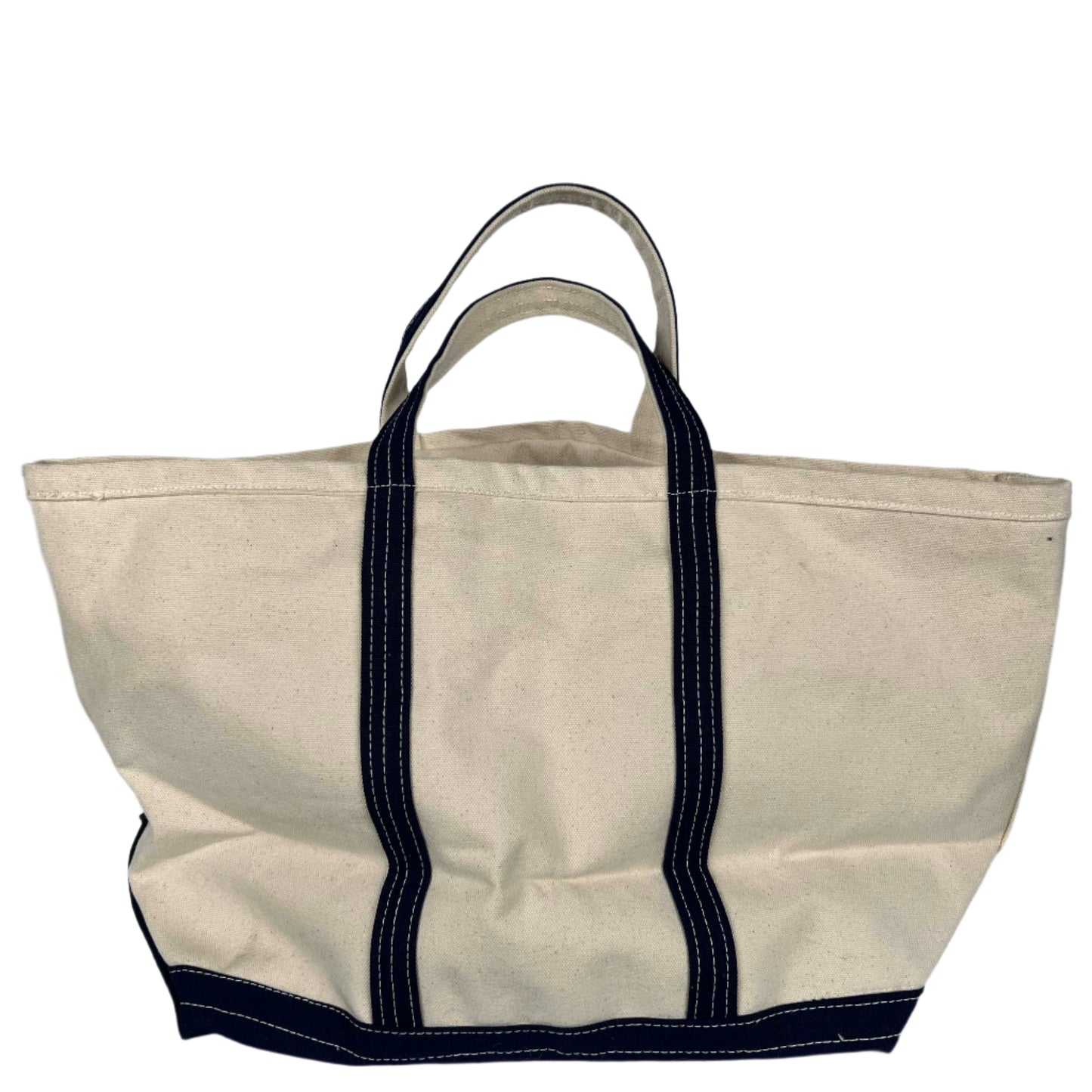 Navy & Cream Canvas Zip Up Tote Bag- L