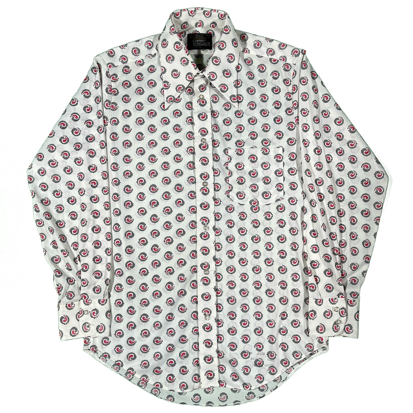 70s Towncraft Penneys Paisley Silky Polyester Button Up- L