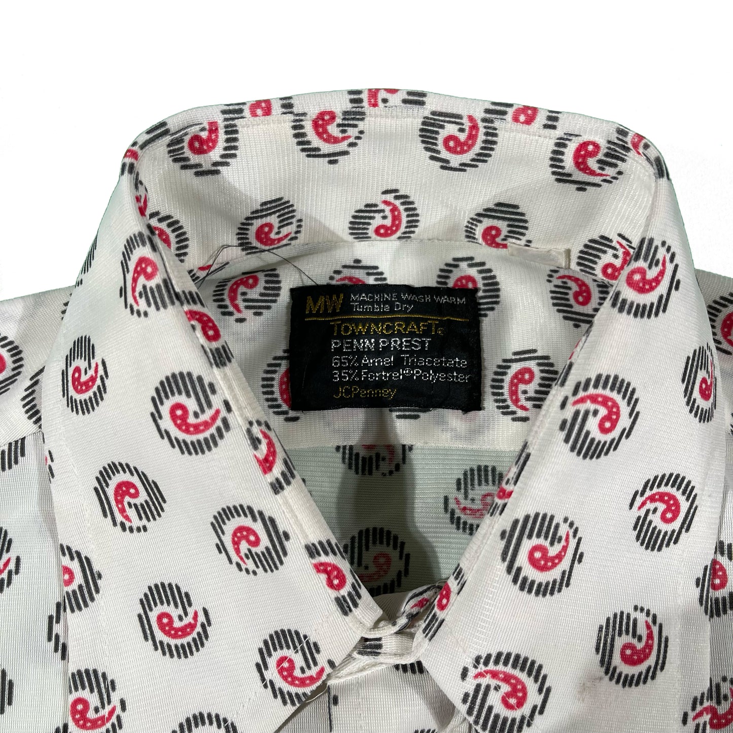 70s Towncraft Penneys Paisley Silky Polyester Button Up- L