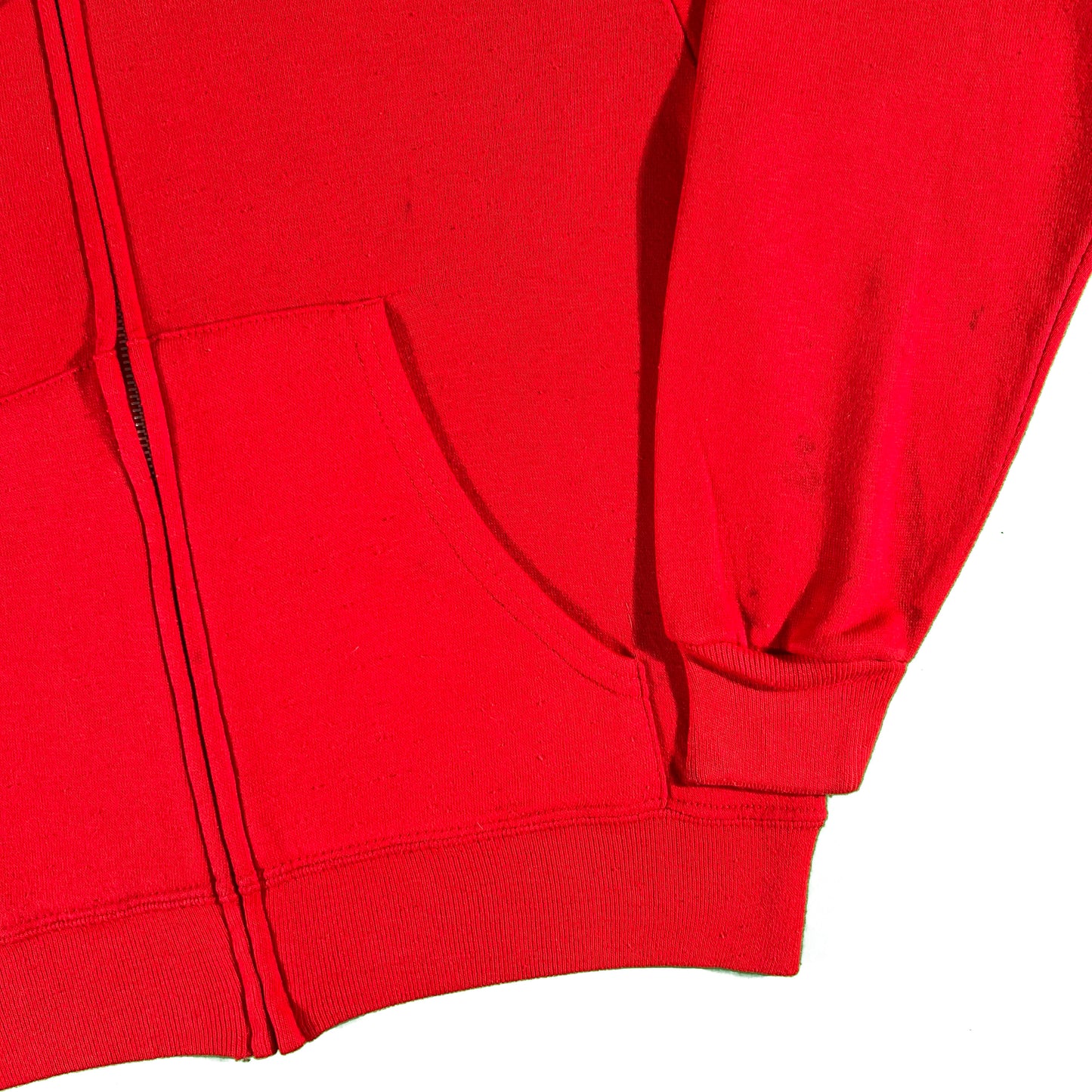 80s Boxy Blank Red Zip Up Hoodie- S