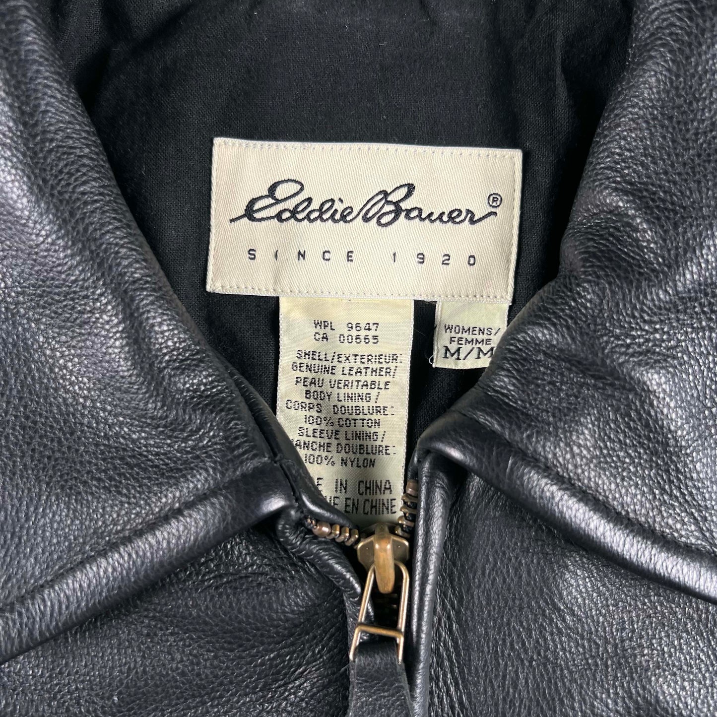 00s Eddie Bauer Belted Back Black Leather Jacket- S