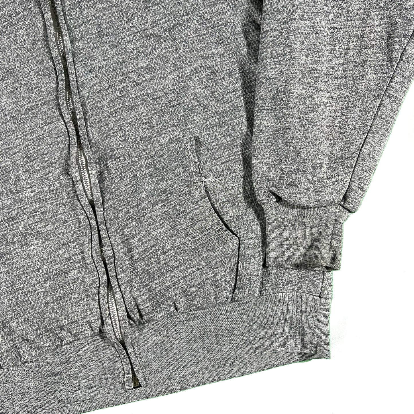 90s Grey Waffle Lined Zip Up Hoodie- M