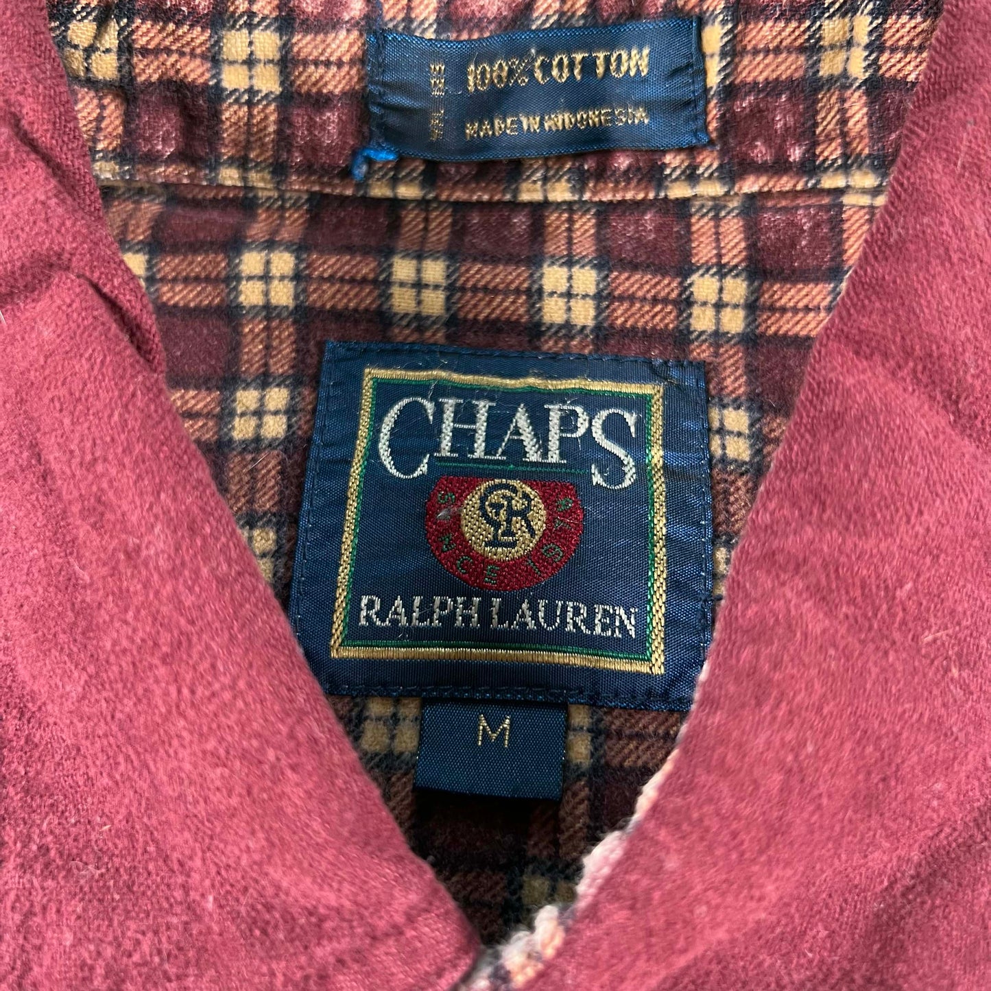 Chaps Ralph Lauren Burgundy 100% Cotton Chamois Shirt- M