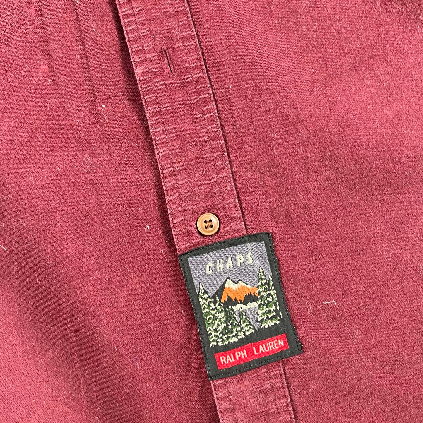 Chaps Ralph Lauren Burgundy 100% Cotton Chamois Shirt- M