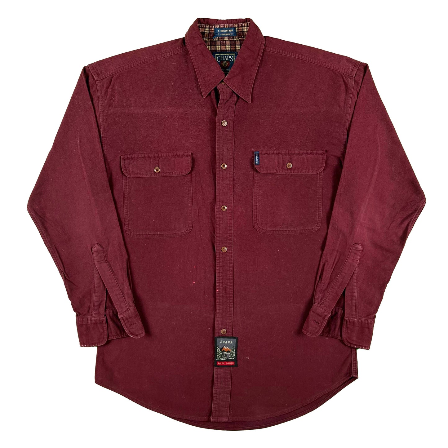 Chaps Ralph Lauren Burgundy 100% Cotton Chamois Shirt- M