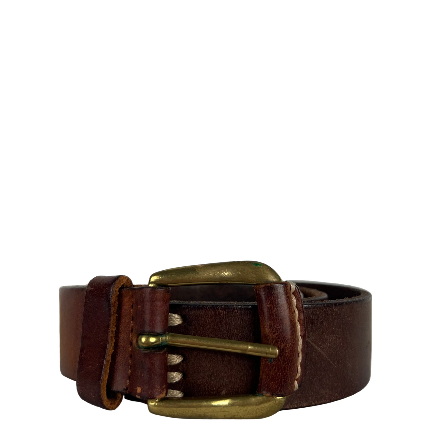 90s Two Tone Brown Leather Belt- M