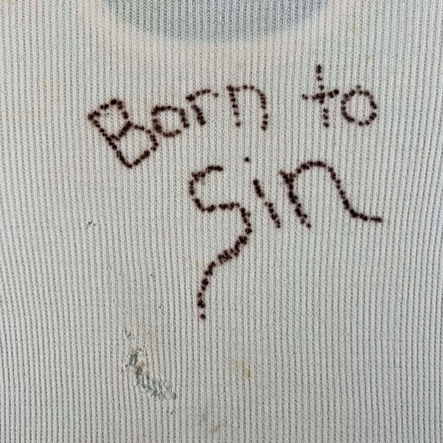 60s 'Born to Sin' Waffle Knit Thermal Shirt- L