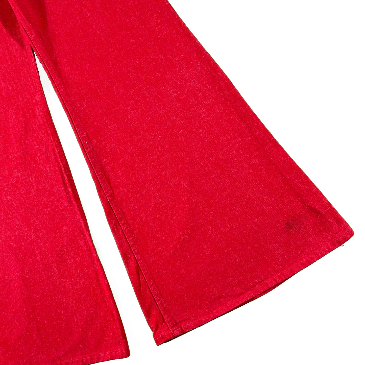 70s Maverick Cherry Red Denim Wide Leg Bell Bottoms- 26x31.5