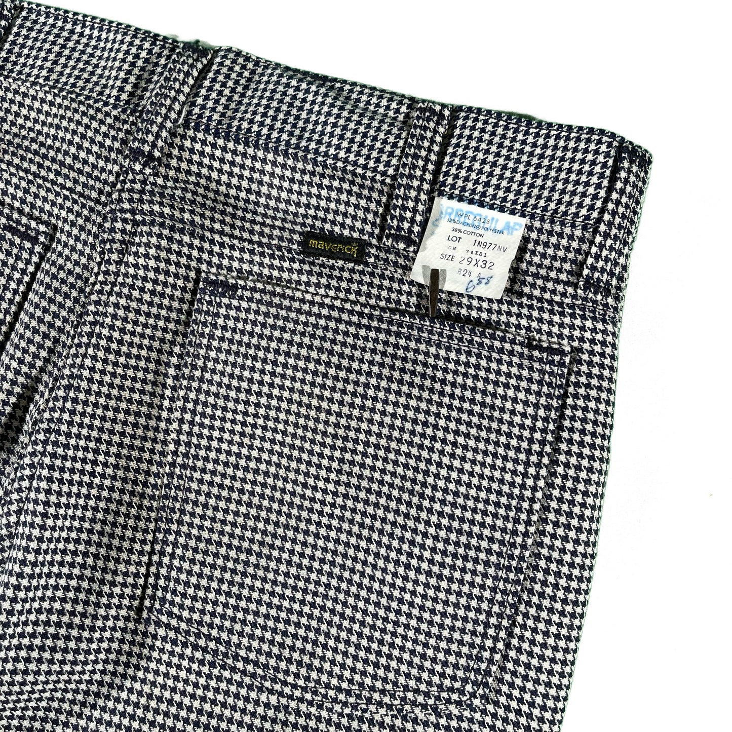 70s Maverick Navy n White Plaid Flares- 31x31.5