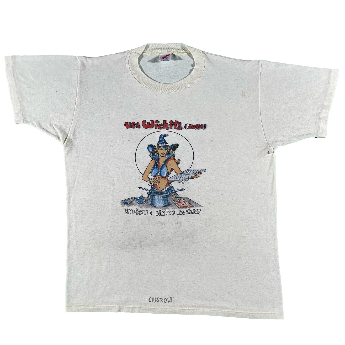 80s U.S. Navy Stenciled Chef Tee- L
