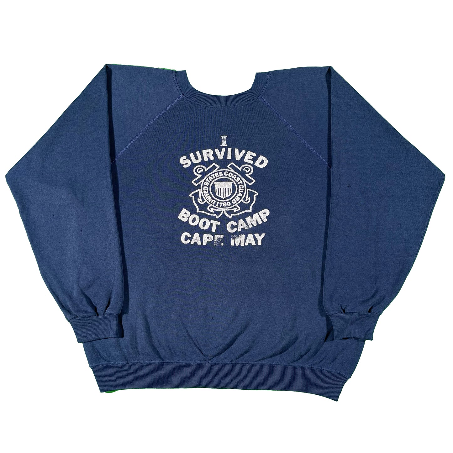 80s Faded Navy 'I Survived Boot Camp' Coast Guard Sweatshirt- XL