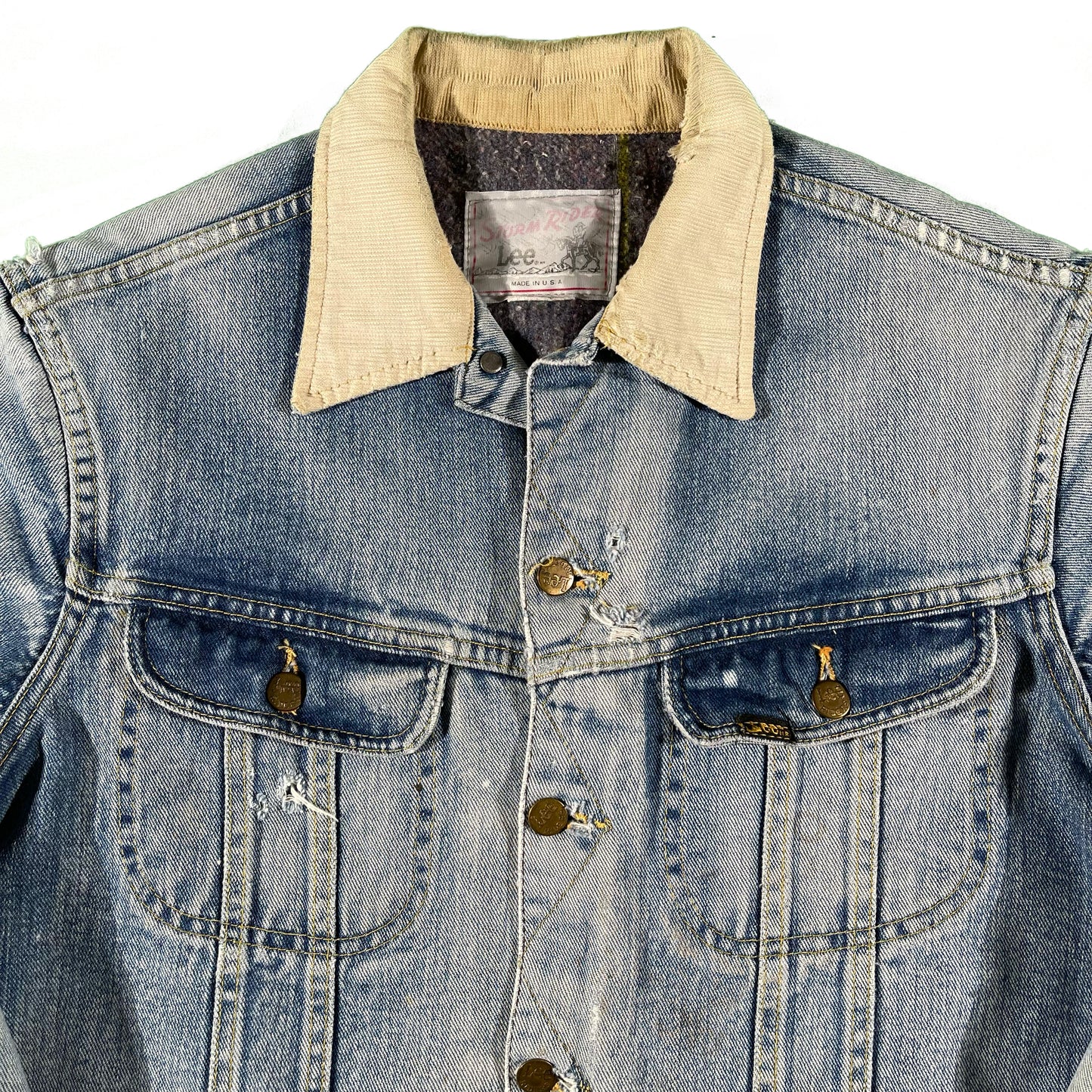70s Distressed Lee Storm Rider Denim Jacket- L