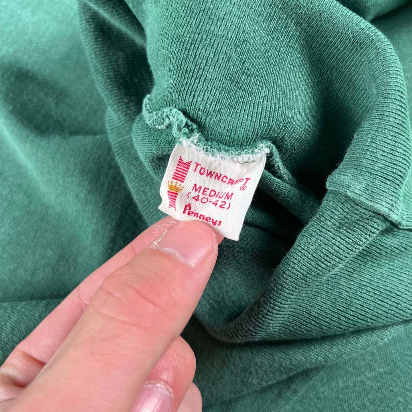 60s Towncraft Faded Green Turtleneck Tee- M
