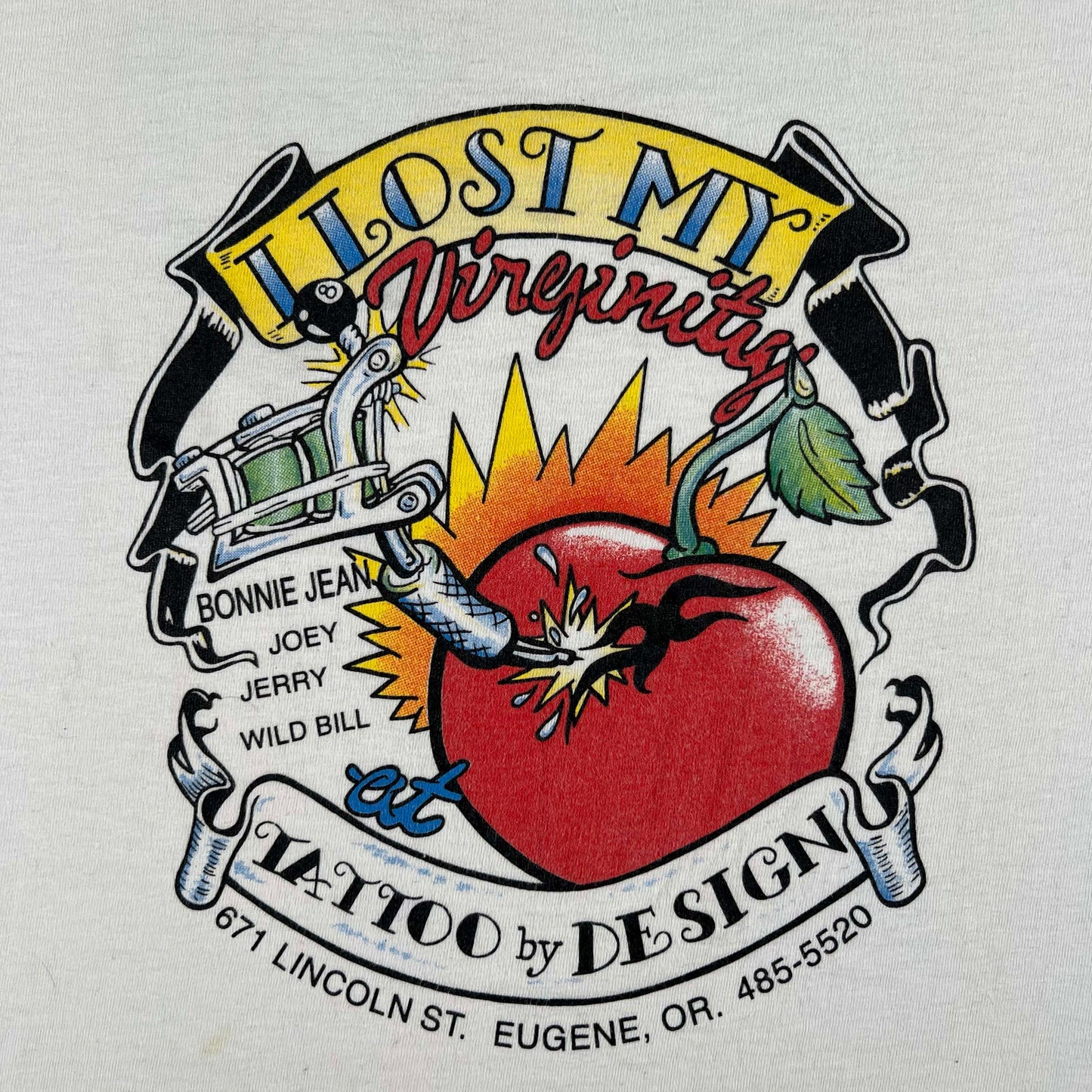 90s 'I Lost My Virginity' Eugene OR Tattoo Shop Tee- XL