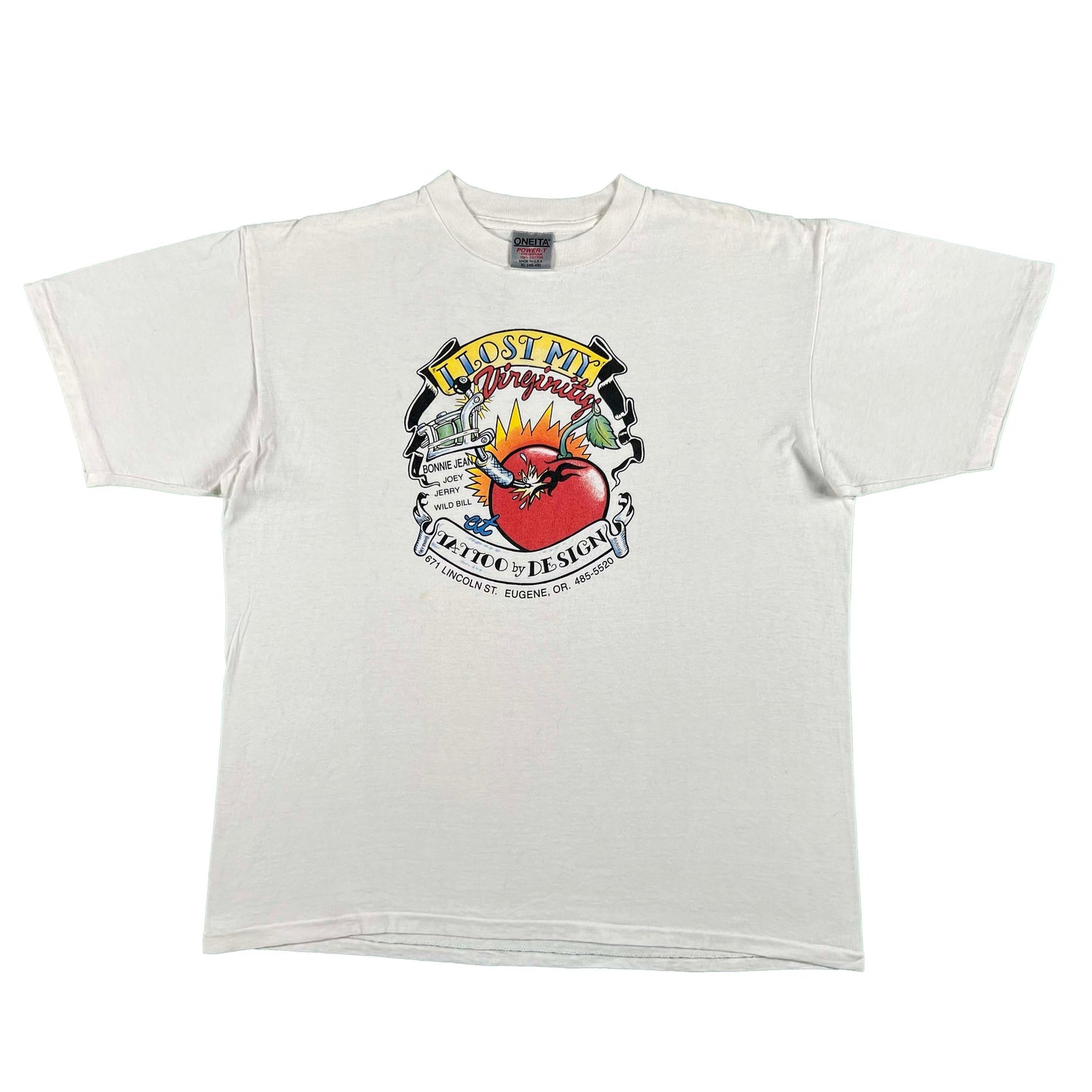 90s 'I Lost My Virginity' Eugene OR Tattoo Shop Tee- XL
