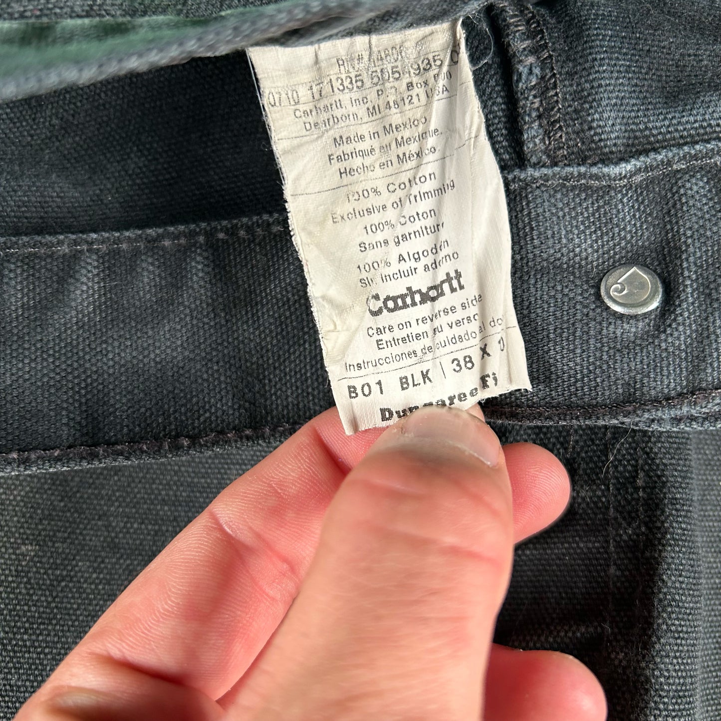 00s Faded Black Carhartt Double Knees- 38x29.5