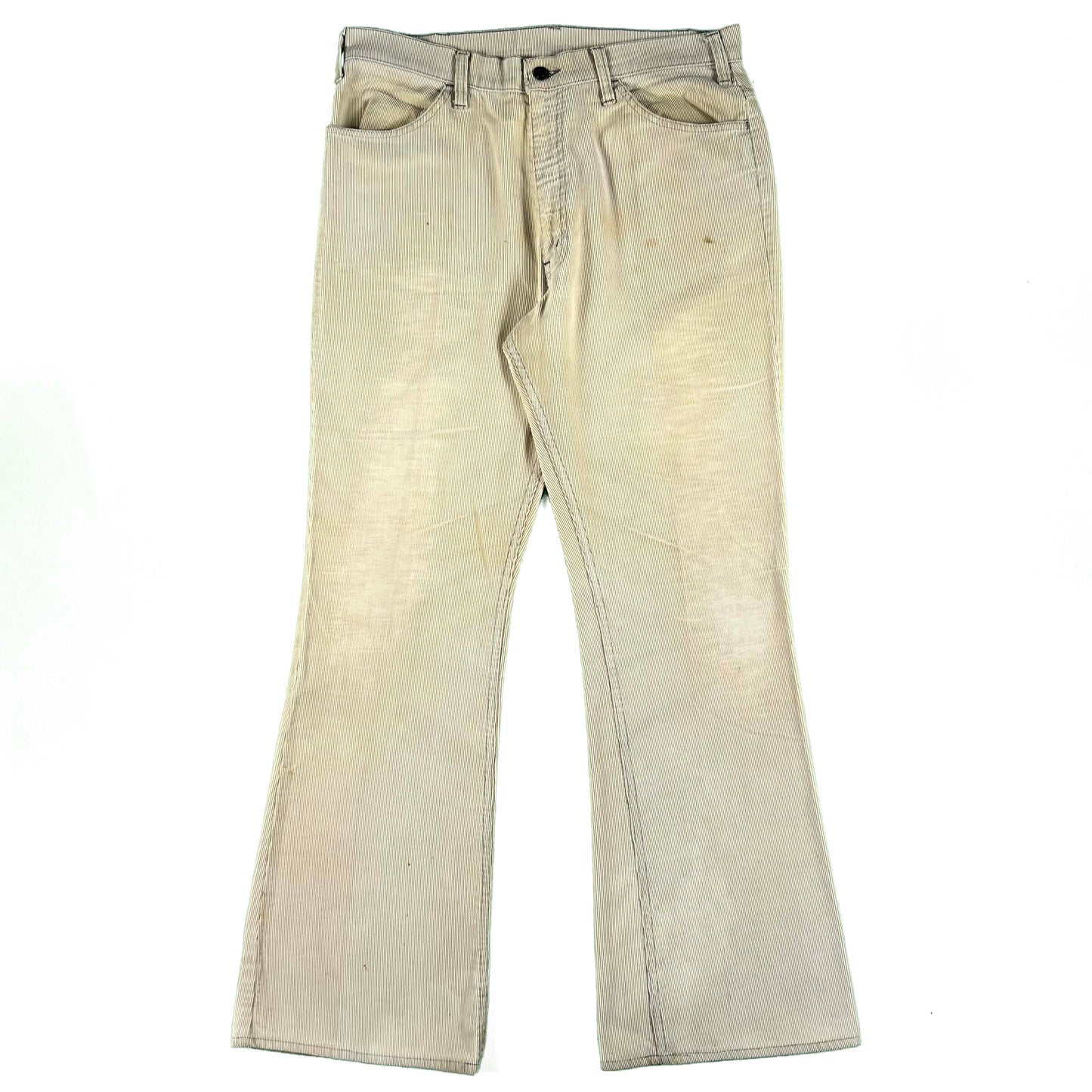 70s Levi's Faded Grey/Cream 646 Flared Corduroy Pants- 34x32
