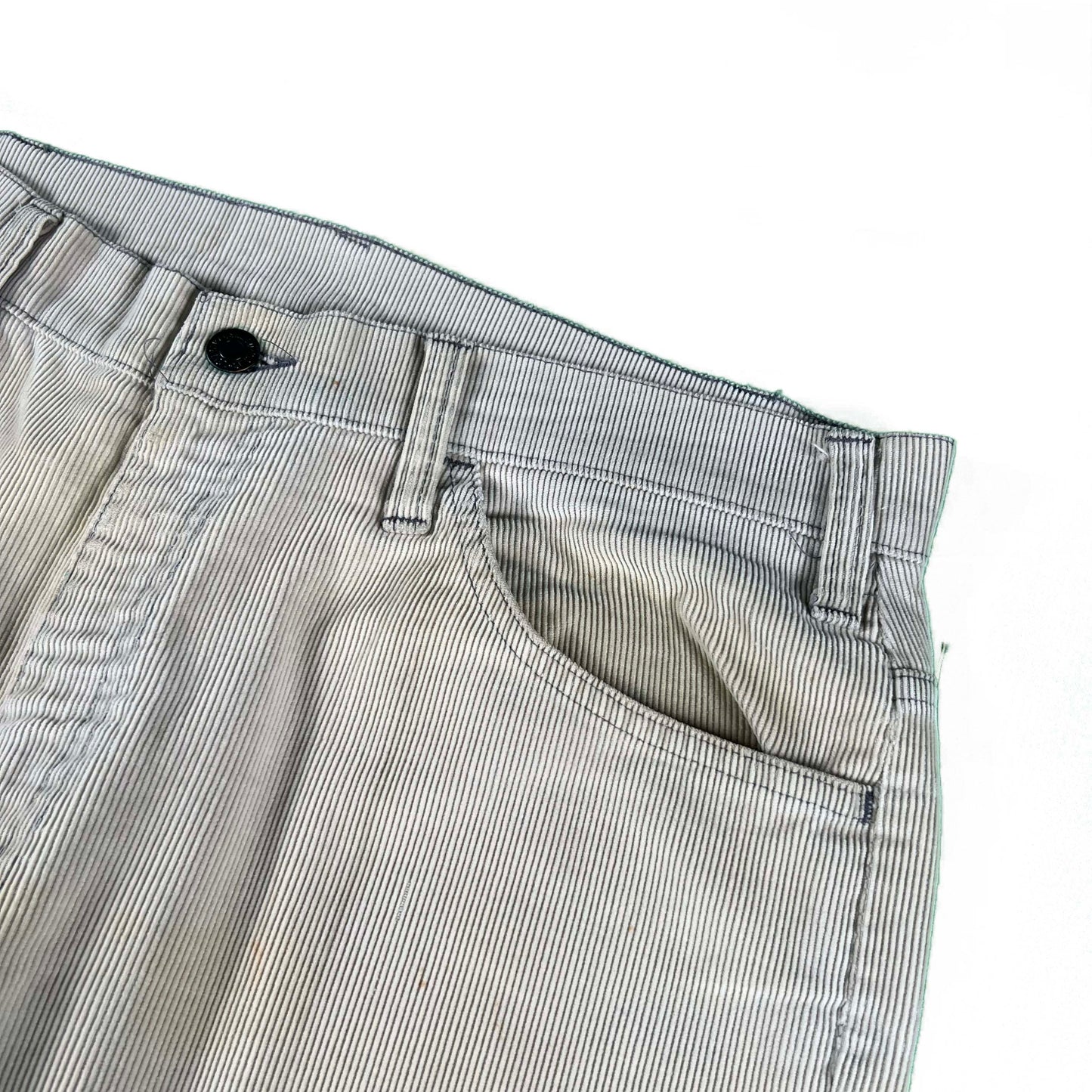 70s Levi's Faded Grey/Cream 646 Flared Corduroy Pants- 34x32