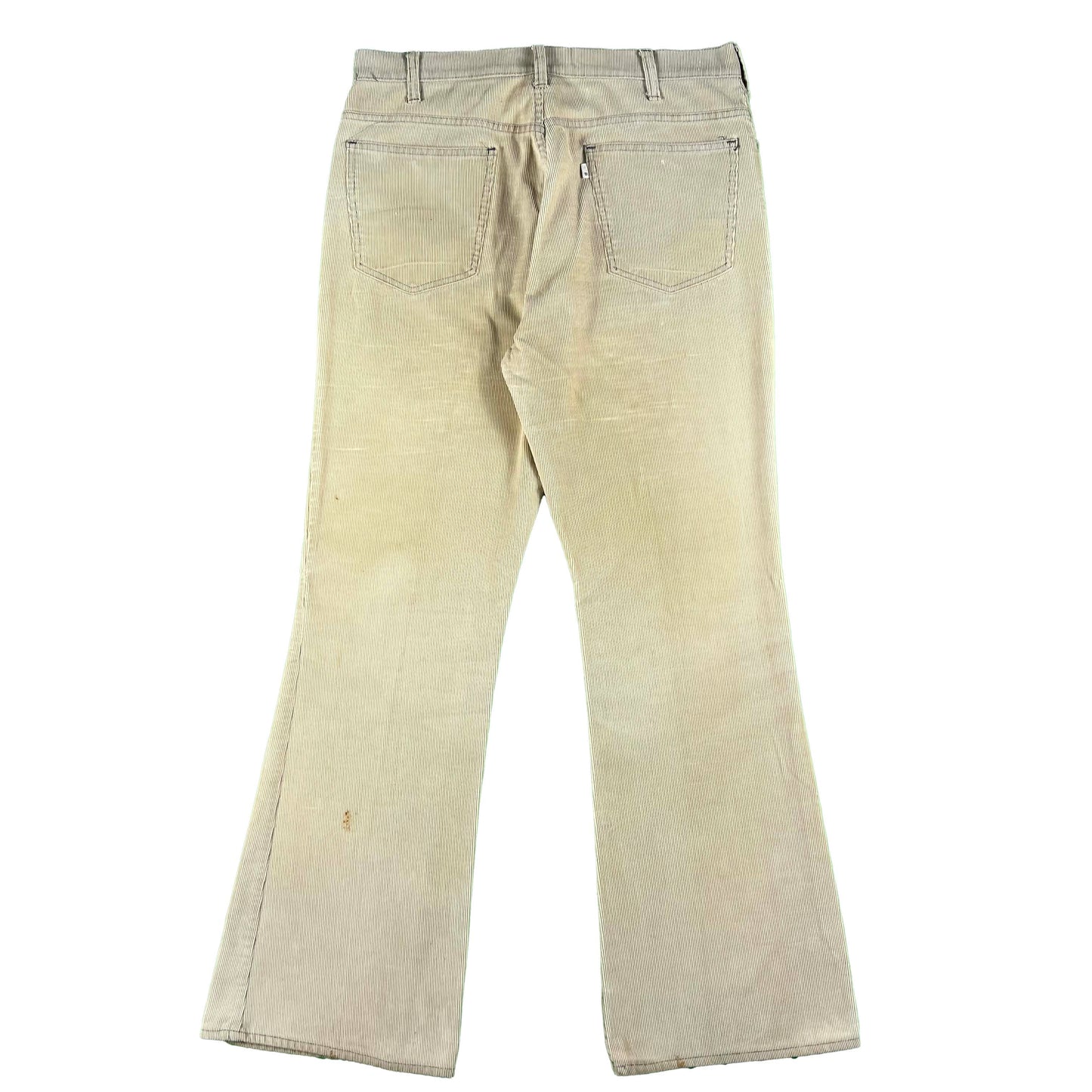 70s Levi's Faded Grey/Cream 646 Flared Corduroy Pants- 34x32