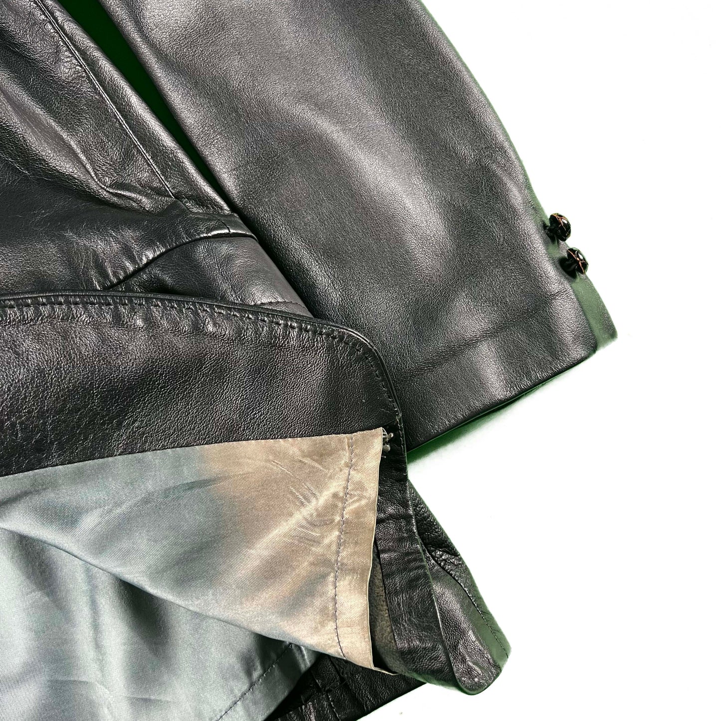 70s 'californian' Black Leather Jacket- S