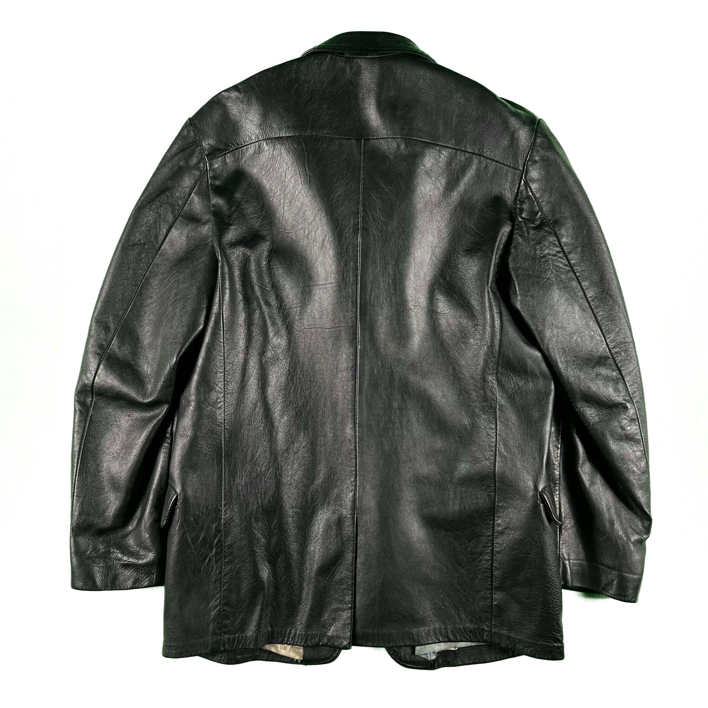 70s 'californian' Black Leather Jacket- S