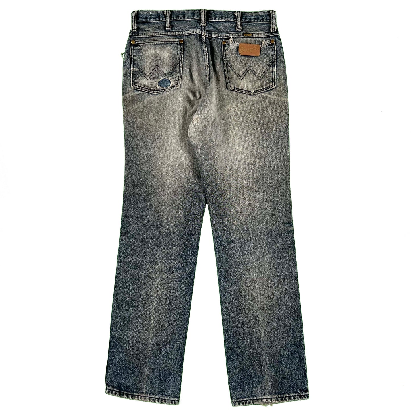 80s Sun Faded & Repaired Dyed Black/Navy Wrangler Denim- 32x30.5