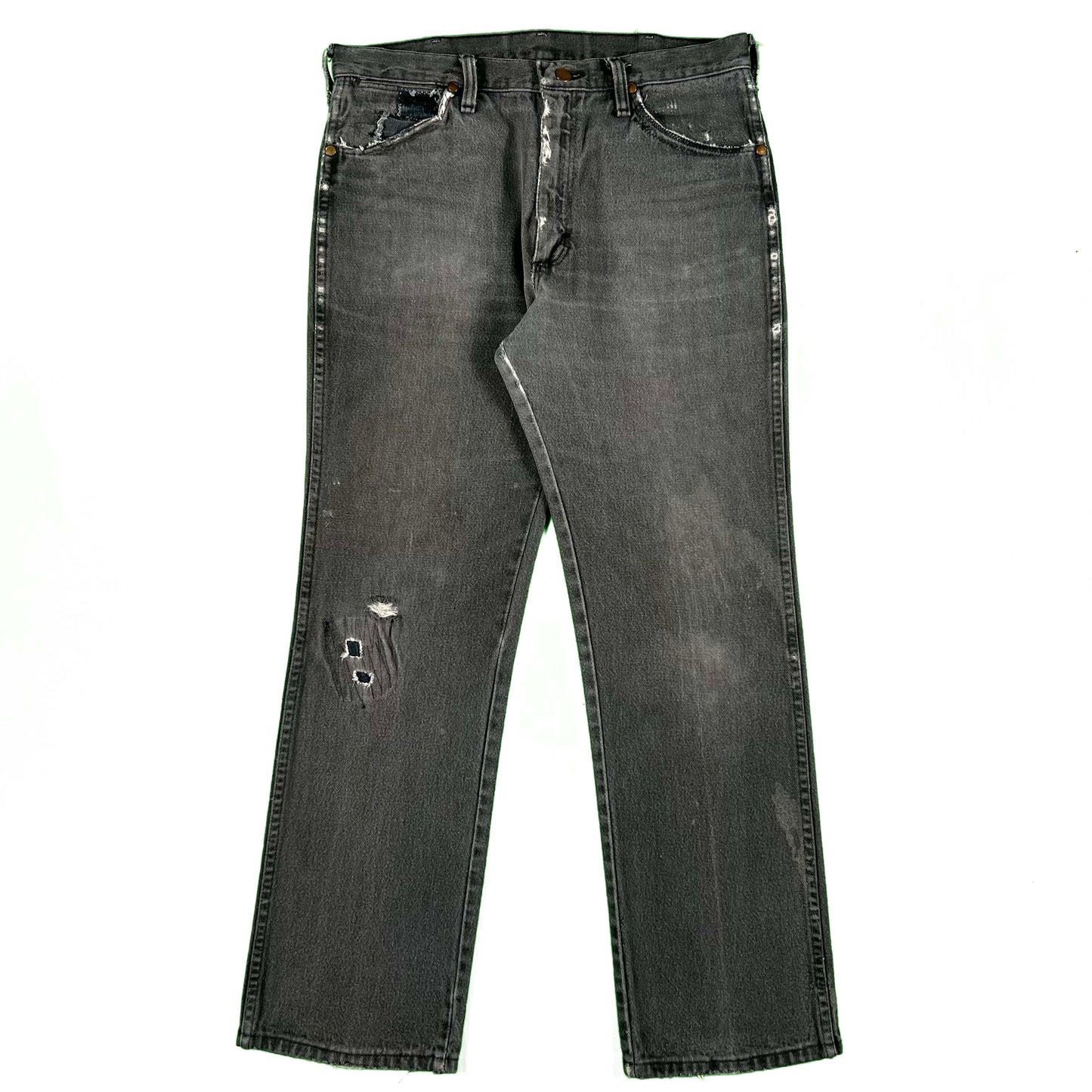 80s Sun Faded & Repaired Black Wrangler Denim- 33x29