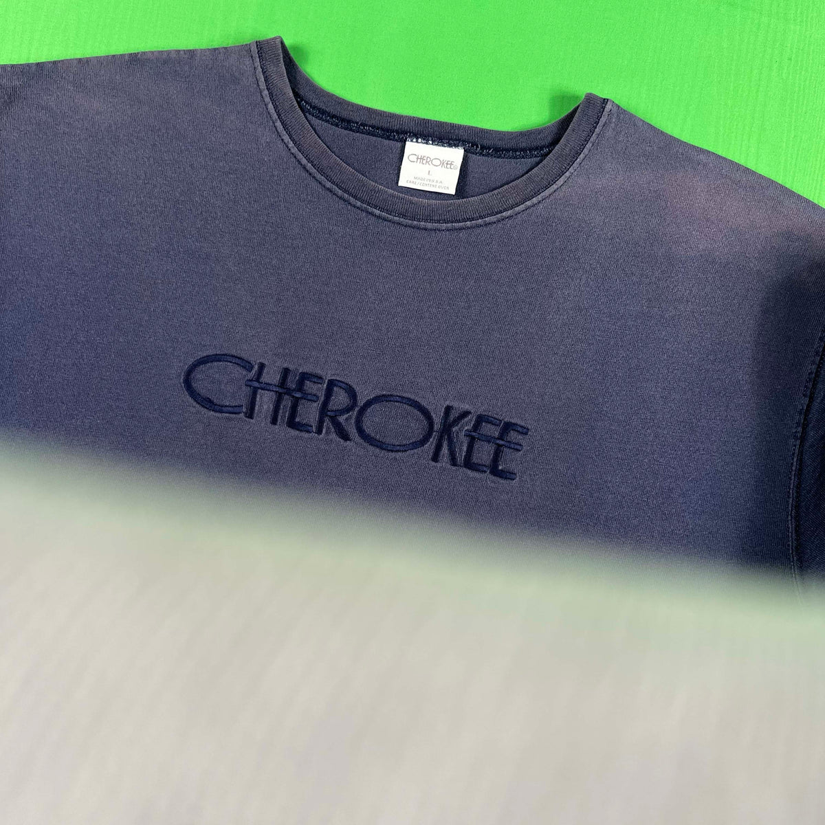 90s Faded Navy Blue Cherokee Long Sleeve Tee- L