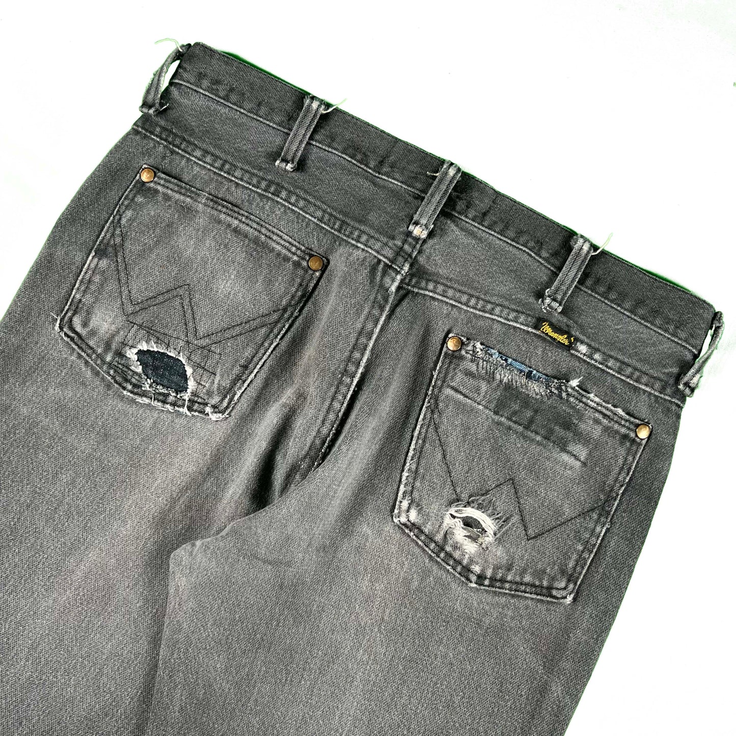 80s Sun Faded & Repaired Black Wrangler Denim- 33x29