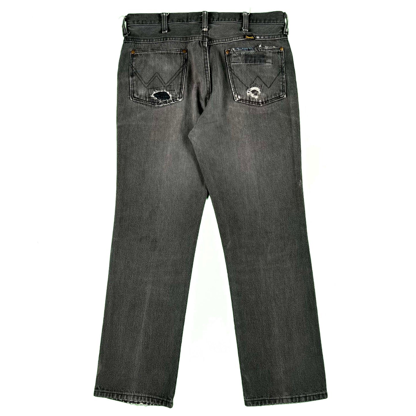 80s Sun Faded & Repaired Black Wrangler Denim- 33x29