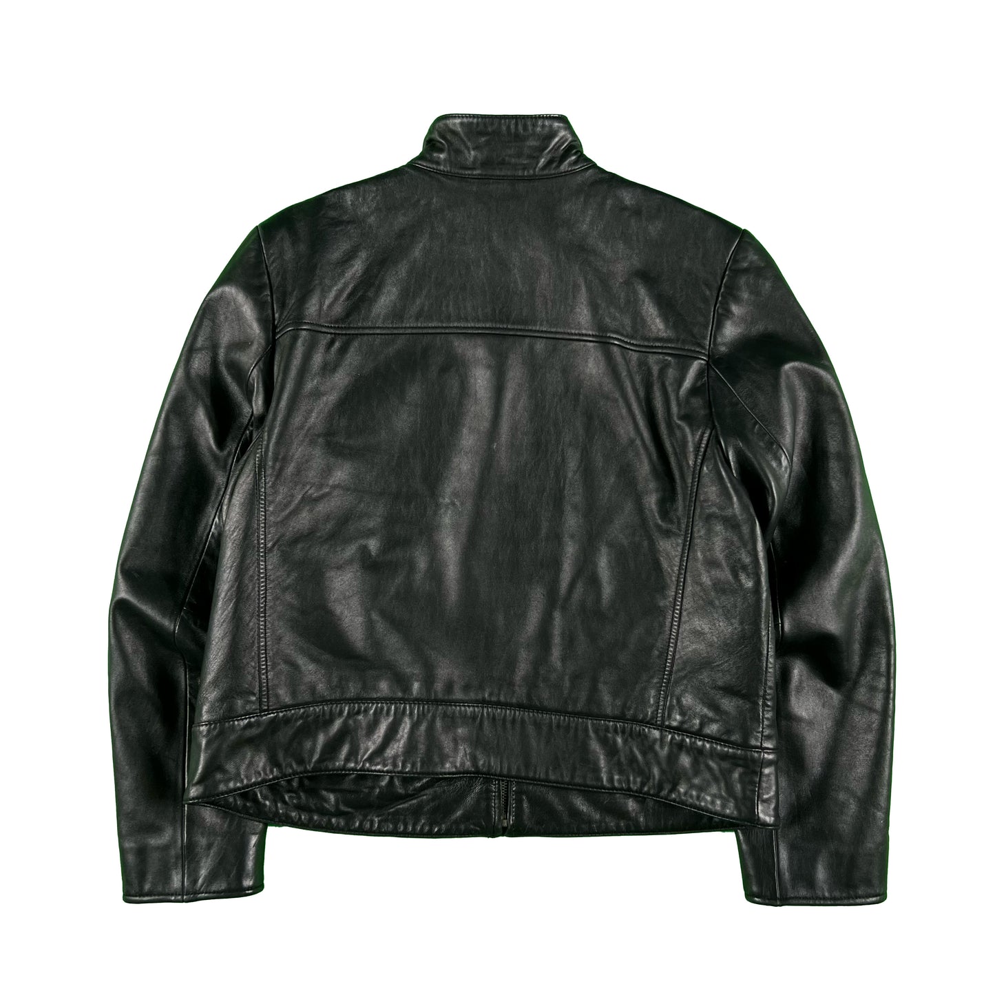 90s Black Lambskin Leather Jacket- S
