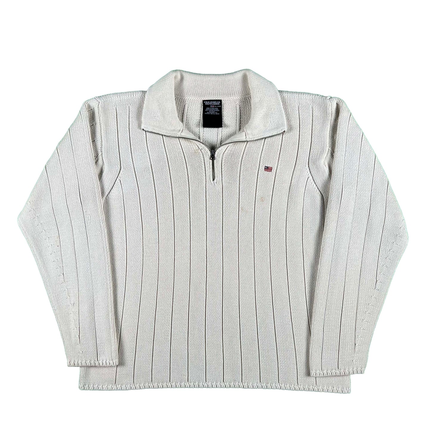 00s Polo Polo Jeans Cream 1/4 Zip Sweater- XL