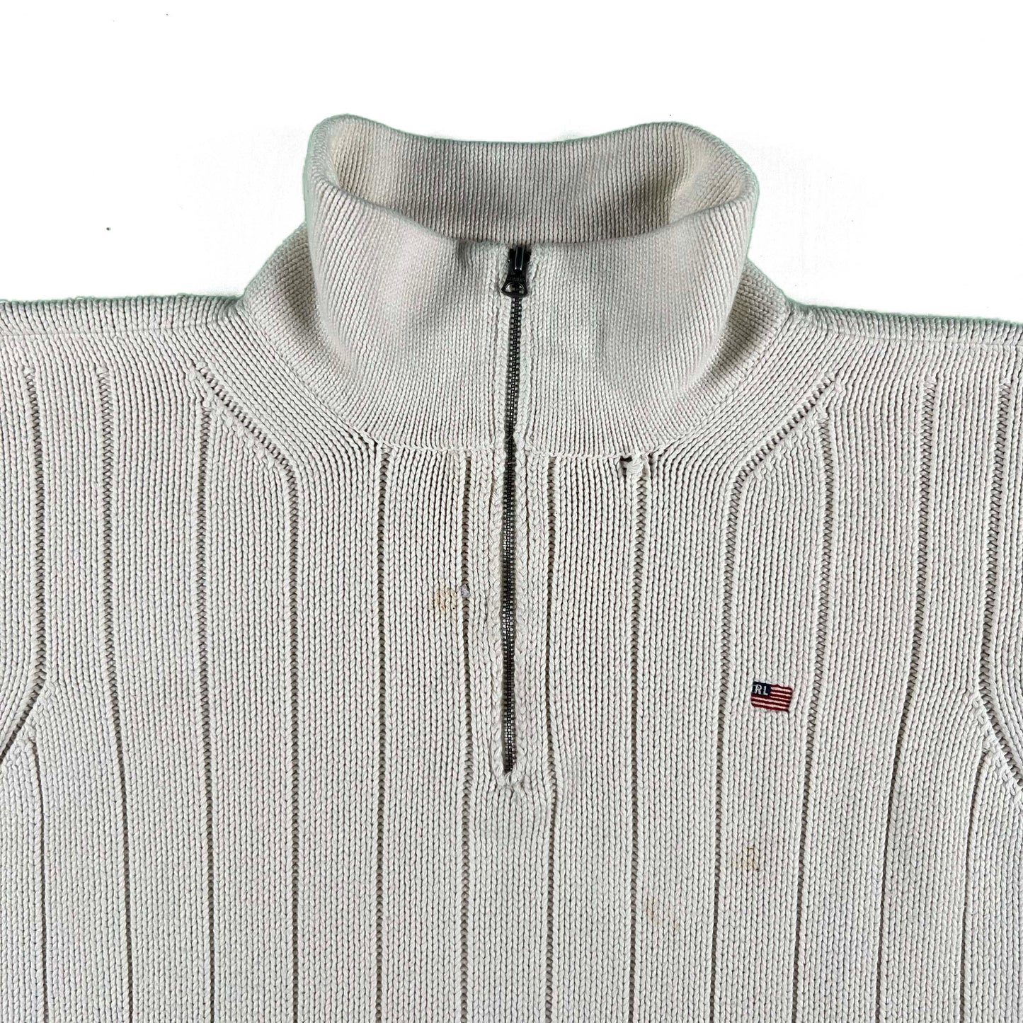 00s Polo Polo Jeans Cream 1/4 Zip Sweater- XL