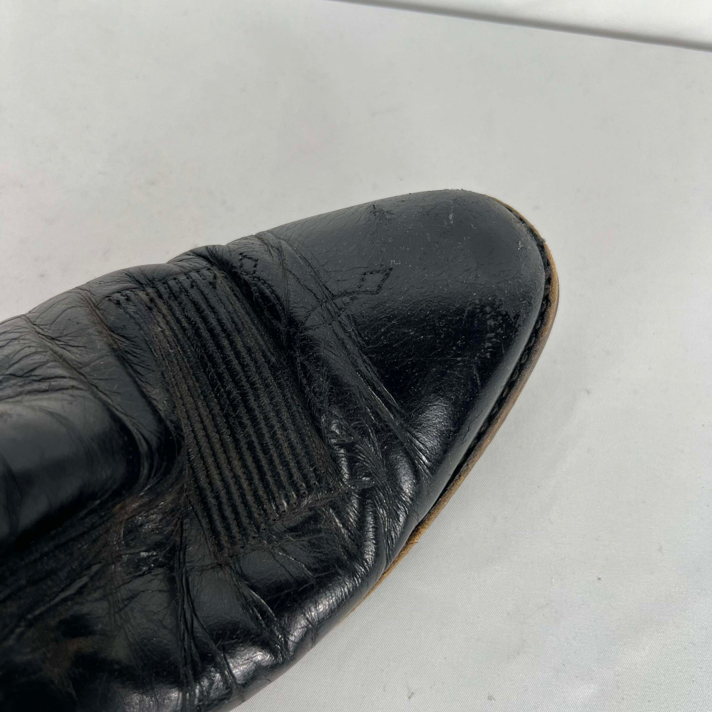 80s/90s Dan Post Black Leather Cowboy Boots- M's 10.5, W's 12