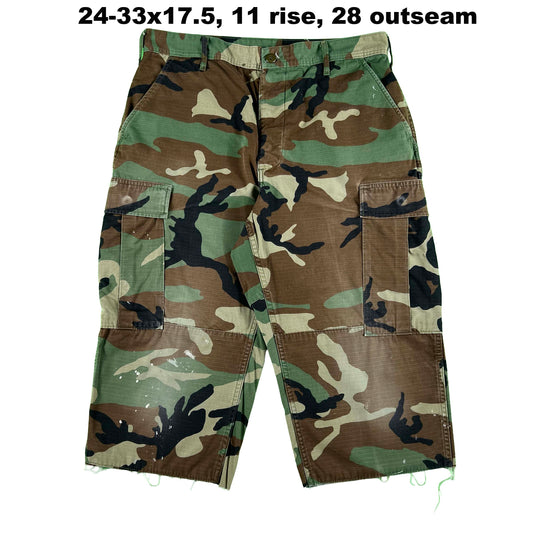 Vintage Chopped & Baggy Army Camo Cargo Shorts- SELECT PAIR