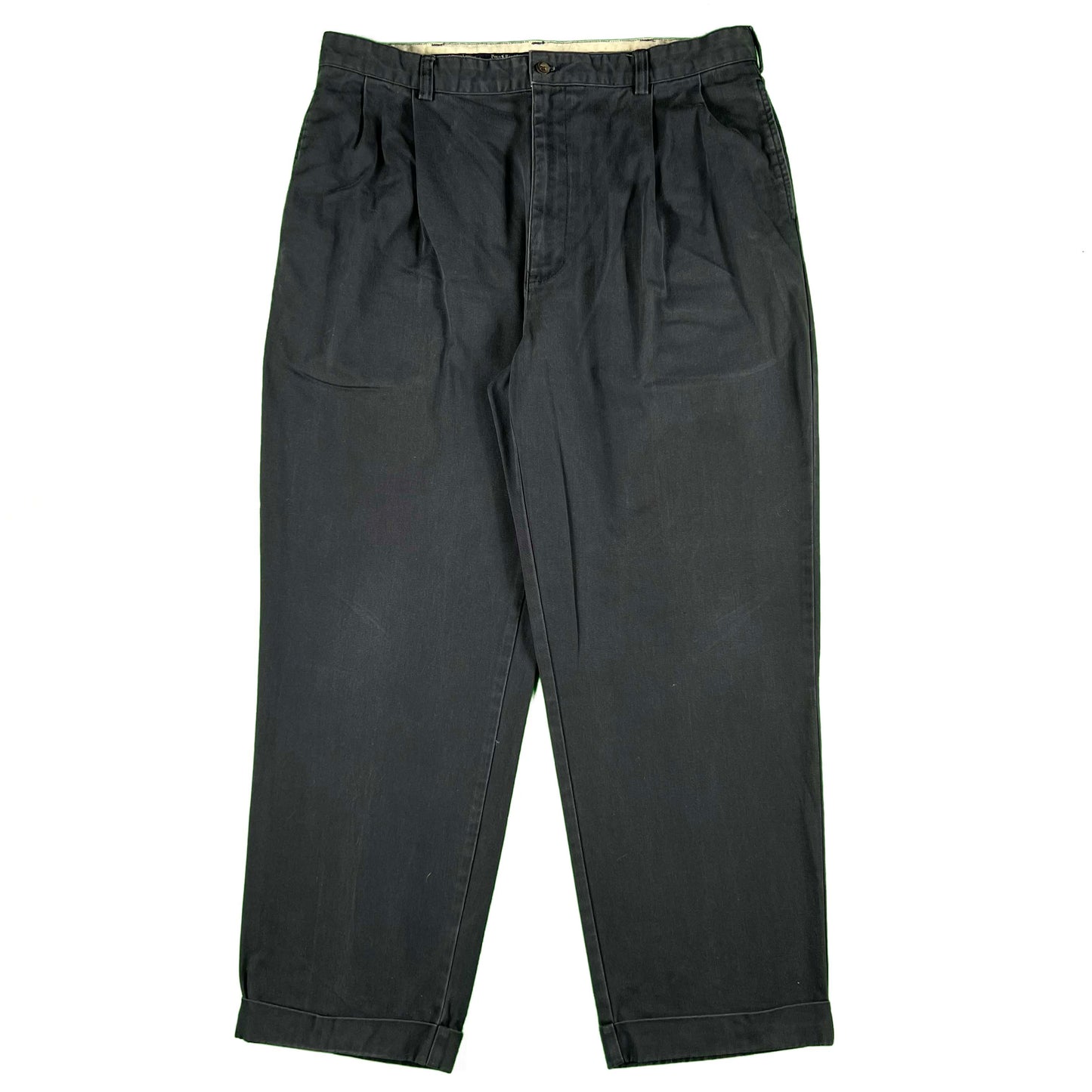 00s Polo RL Faded Navy Pleated Cotton Chino Pants- 36x29