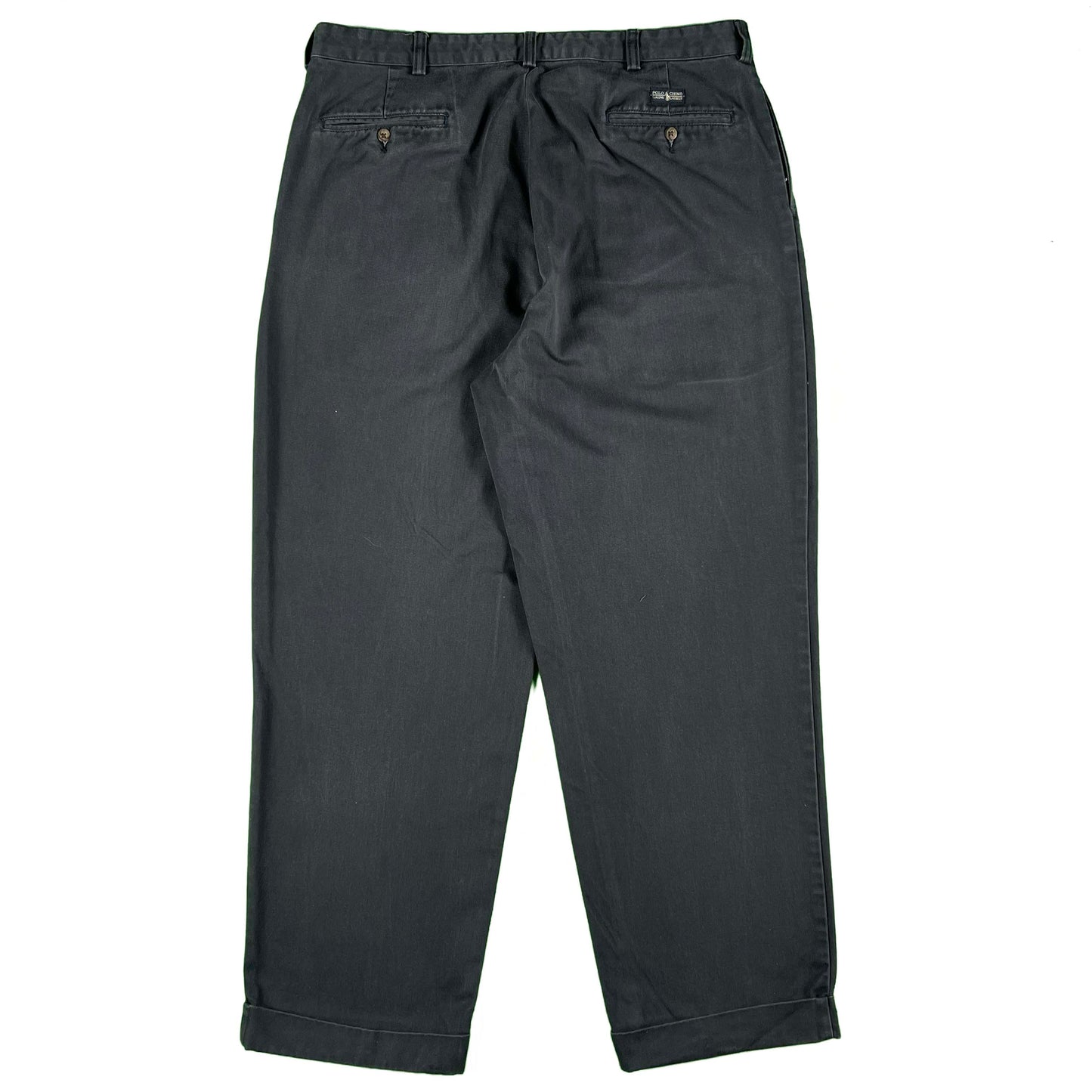 00s Polo RL Faded Navy Pleated Cotton Chino Pants- 36x29