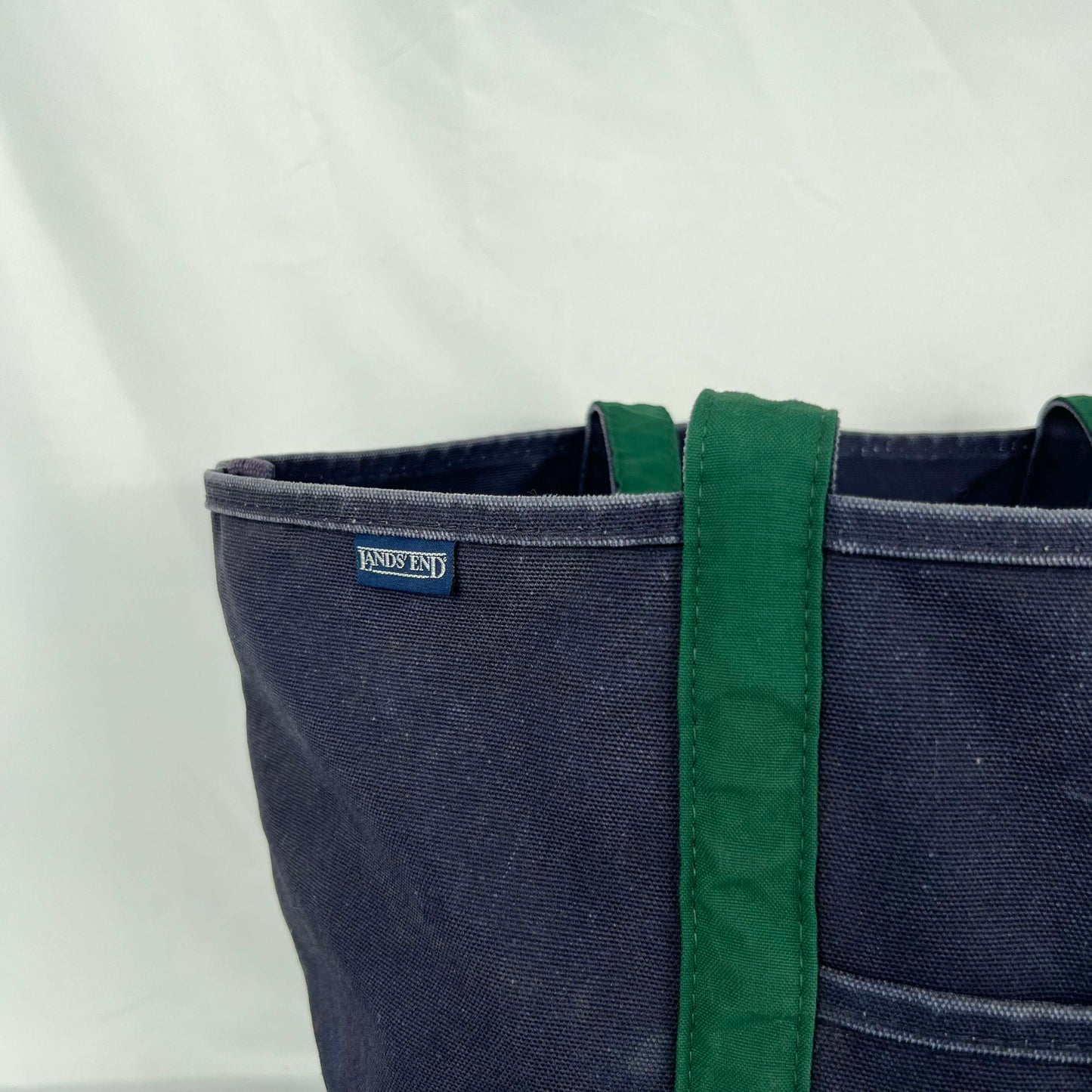 90s Lands' End Two Tone Canvas Tote Bag- Large