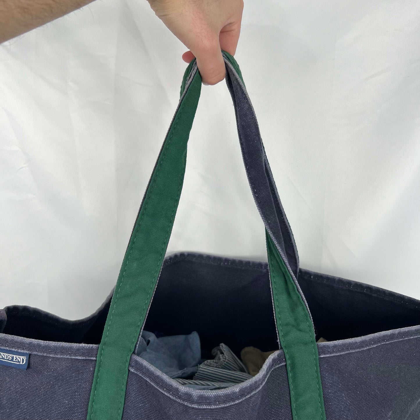 90s Lands' End Two Tone Canvas Tote Bag- Large