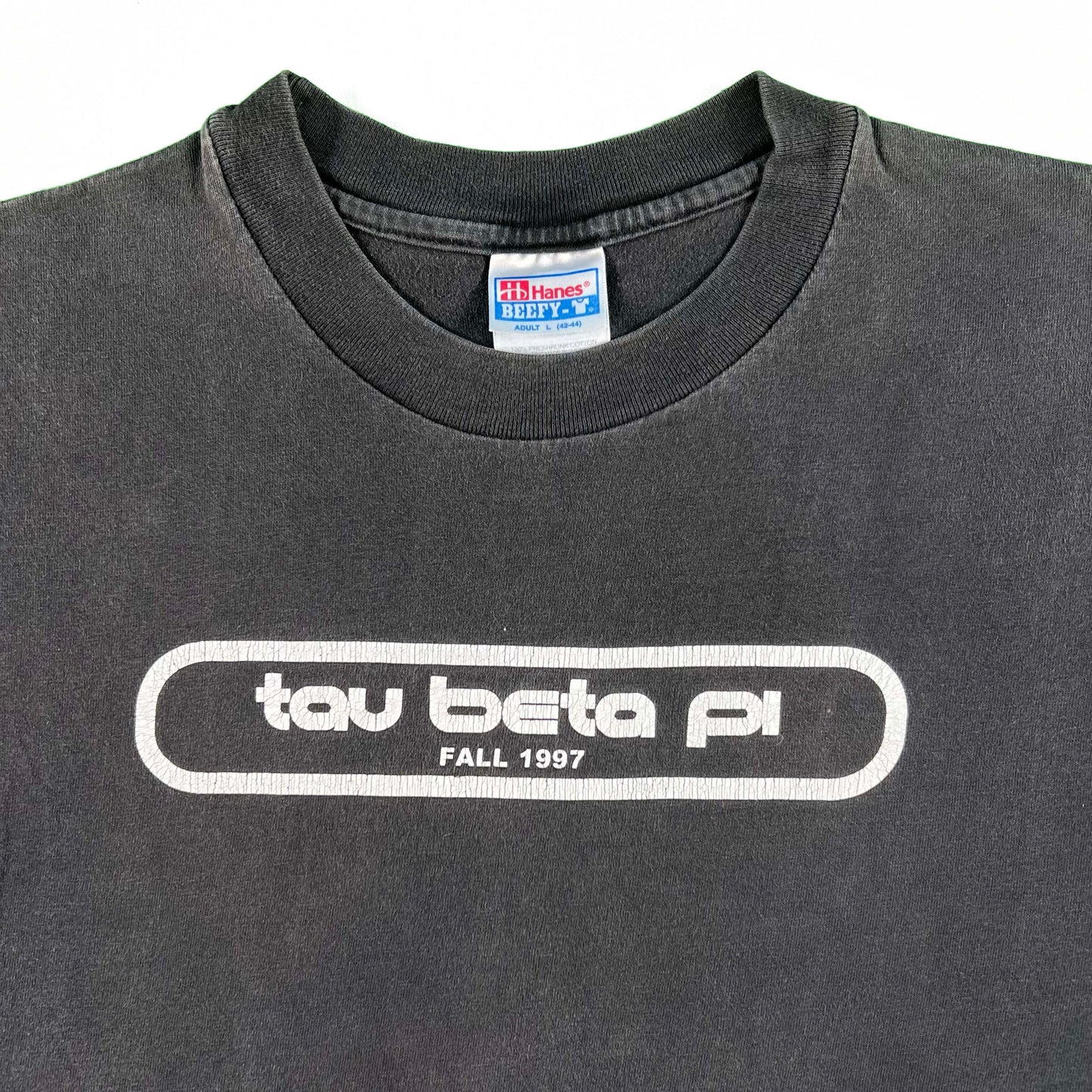 90s Faded Black tau beta pi Tee- L