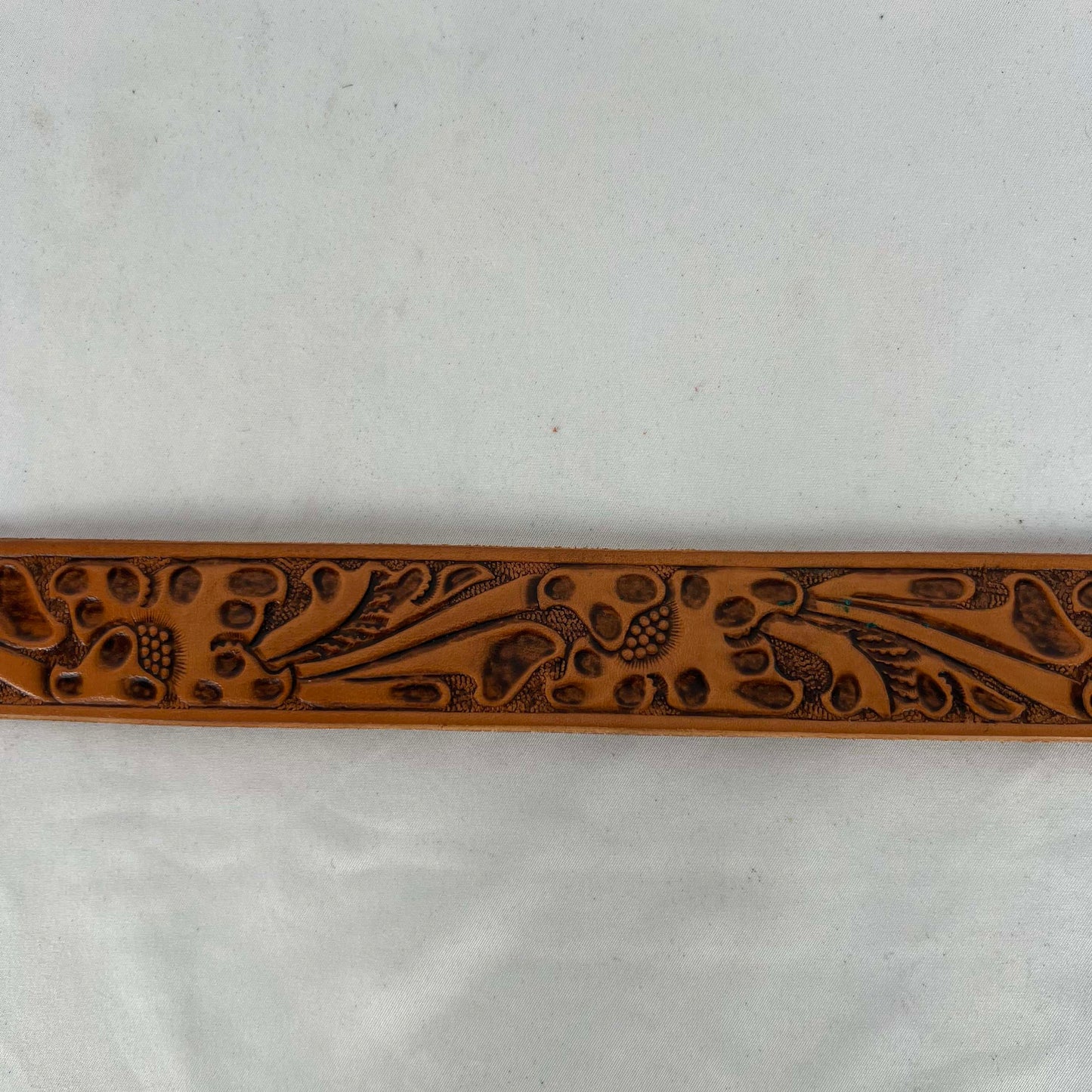 80s Brass Buckle Detailed Mushroom Leather Belt- 30"-32"