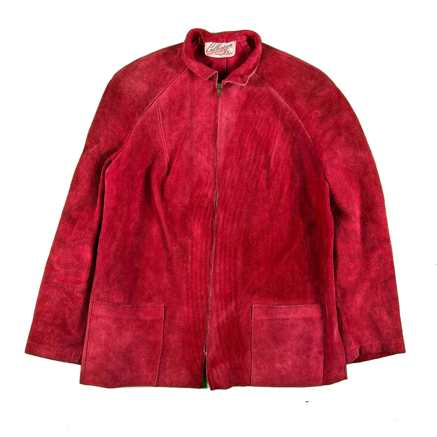 60s Red Suede Leather Jacket- S