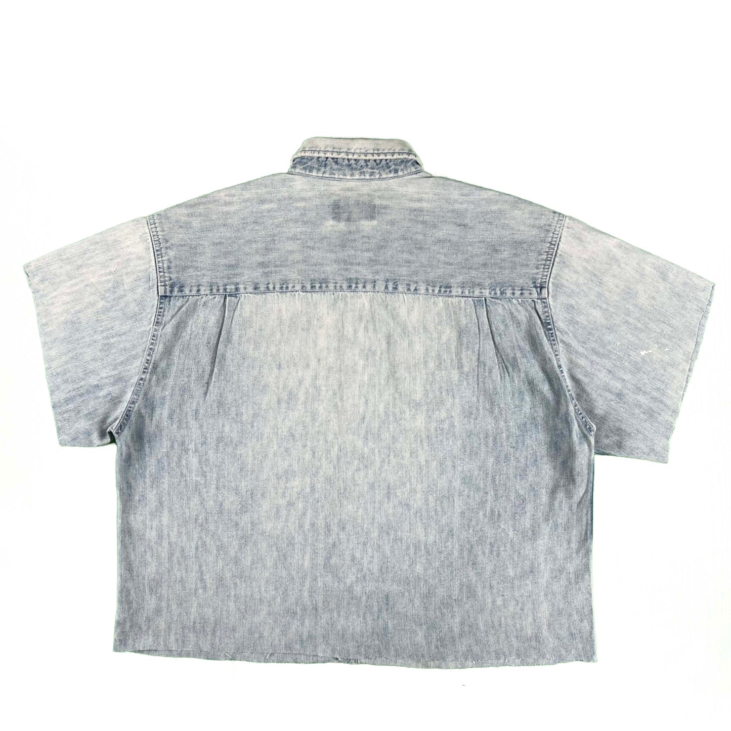 00s Eddie Bauer Cropped & Faded Denim Shirt- M