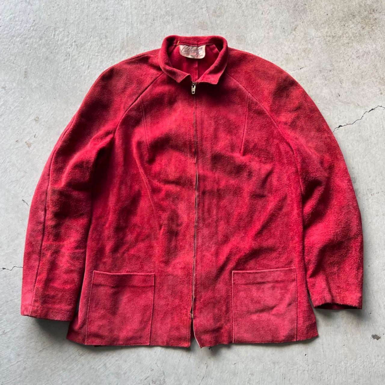 60s Red Suede Leather Jacket- S